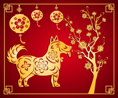 Mutlu çene yeni yıl 2018 yıl köpek. Ay yeni yıl