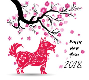 Mutlu çene yeni yıl 2018 yıl köpek. Ay yeni yıl