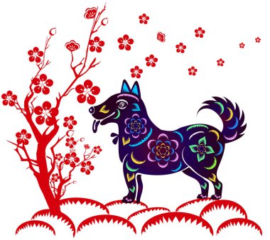 Mutlu çene yeni yıl 2018 yıl köpek. Ay yeni yıl