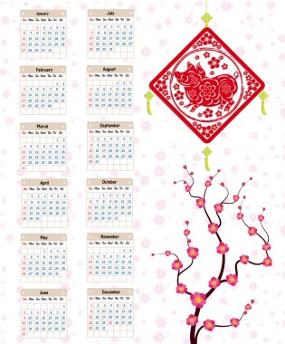 Mutlu yeni yıl domuzun 2019 yıl için takvim 2019 Çince takvim.