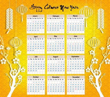 Mutlu yeni yıl domuzun 2019 yıl için takvim 2019 Çince takvim.