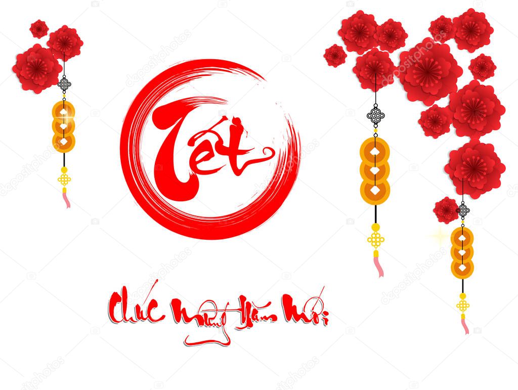 Happy vietnamese new year luna new year  Vietnamese  characters mean Happy New Year