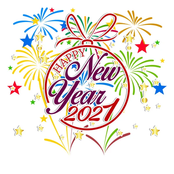 Feliz Ano Novo 2021 Com Fundo Fogos Artifício Fogos Artifício — Vetor de Stock