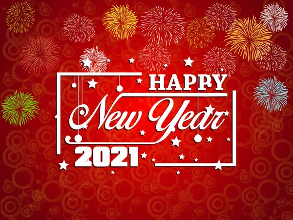 Šťastný Nový Rok 2021 Ohňostrojem Pozadí Zobrazení Ohňostroje Barevné Pro — Stockový vektor