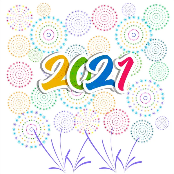 Happy New Year 2021 Firework Background Firework Display Colorful Holidays — Stock Vector