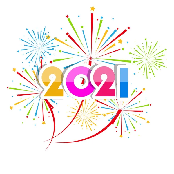 Happy New Year 2021 Firework Background Firework Display Colorful Holidays — Stock Vector