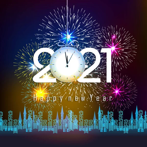 Happy New Year 2021 Firework Background Firework Display Colorful Holidays — Stock Vector