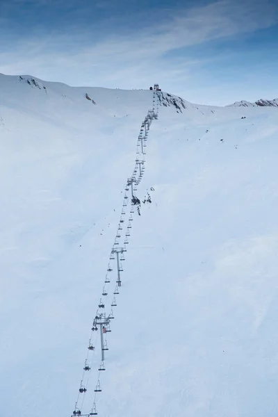 far away shot of ski lift in france