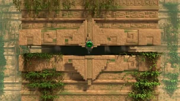 Tunneling à travers un ancien temple à un écran vert — Video