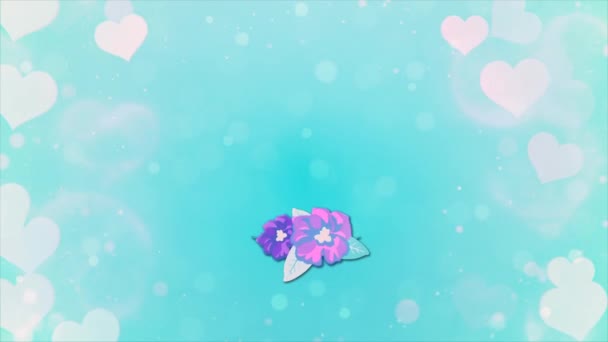 4k animerade mödrar dag önskar mot digital animerad bakgrund med hjärtan — Stockvideo