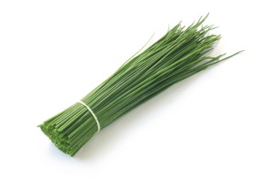 close-up shot of Fresh Chives Isolated On White clipart