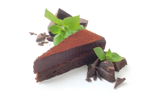 Close Shot Rich Chocolate Cake Isolated White — Stock Photo, Image