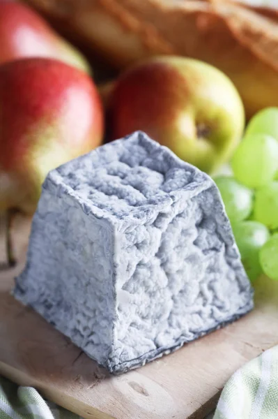 Fresh Raw Apples Cheese Wooden Table — Stock Photo, Image