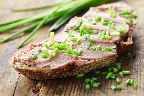 Close Shot Rye Bread Pate Wooden Surface — Stock Photo, Image