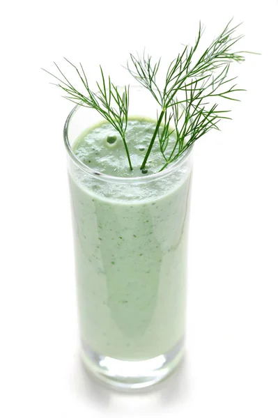 Fresh Dill Yogurt Glass Jar Isolated White 로열티 프리 스톡 이미지