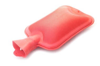 Beyaz arka planda izole edilmiş plastik sıcak su şişesi.