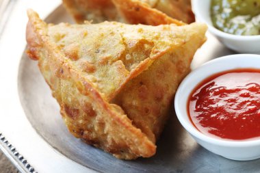 Yaban mersini soslu leziz samosa.