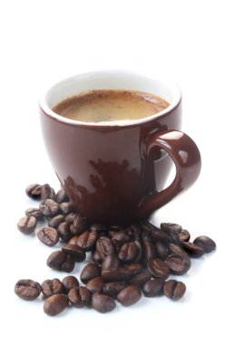 Kahverengi Bardakta Espresso Beyazda İzole Edildi