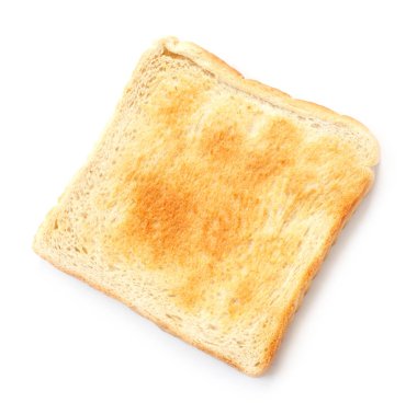 Yakın plan çekimde, tost dilimi beyazda izole edilmiş.