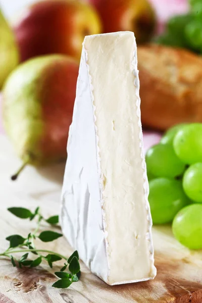 在白色背景上拍下的毛茸茸的奶酪特写 — 图库照片