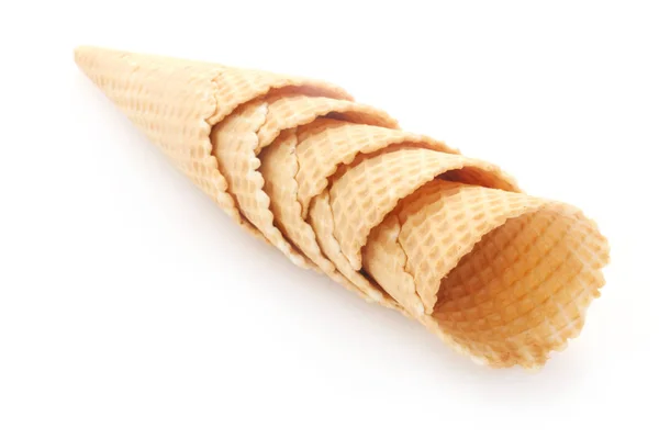 Cones Sorvete Vazios Isolados Fundo Branco — Fotografia de Stock