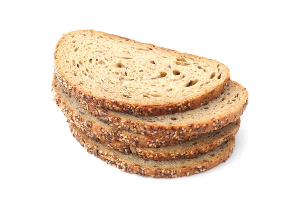 Шматочки Житнього Хліба Ізольовані Білому Тлі — стокове фото