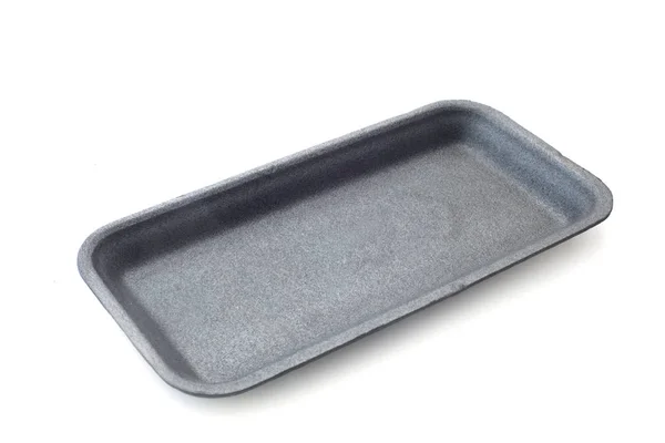 Gray Plastic Tray Isolated White Background — Stock Photo, Image