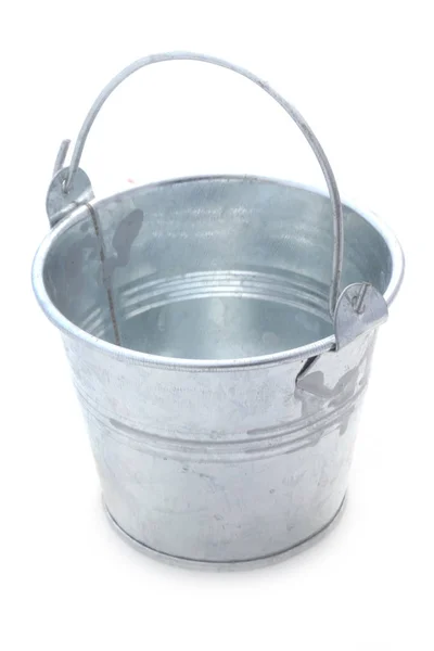 Metal Bucket Isolated White Background — Stock Photo, Image