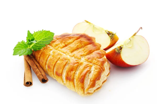 Close Shot Baked Bun Apples Cinnamon — Stock Photo, Image