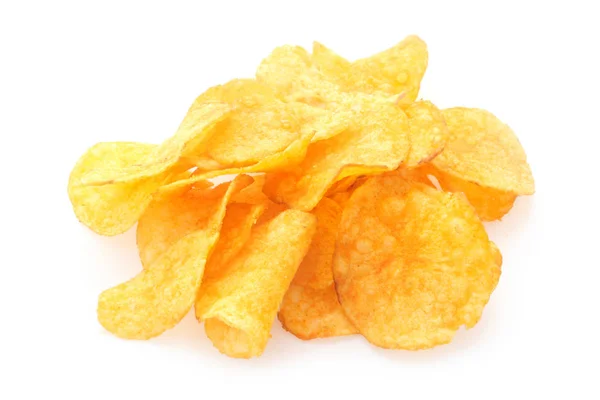 Aardappel Chips Geïsoleerd Witte Achtergrond — Stockfoto