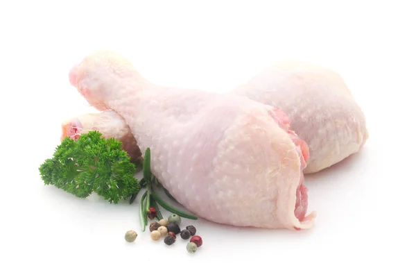 Κοντινό Πλάνο Ακατέργαστων Ποδιών Κοτόπουλου Που Απομονώνονται Λευκό Φόντο — Φωτογραφία Αρχείου