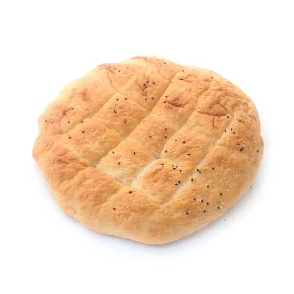 Κοντινό Πλάνο Του Pita Bread Isolated White — Φωτογραφία Αρχείου