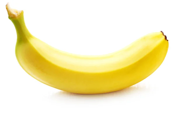 单人香蕉在白色上被隔离的特写镜头 — 图库照片