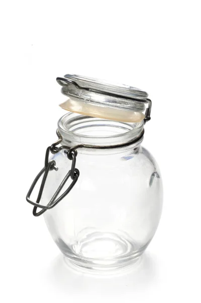 Frasco Vidro Vazio Isolado Branco — Fotografia de Stock