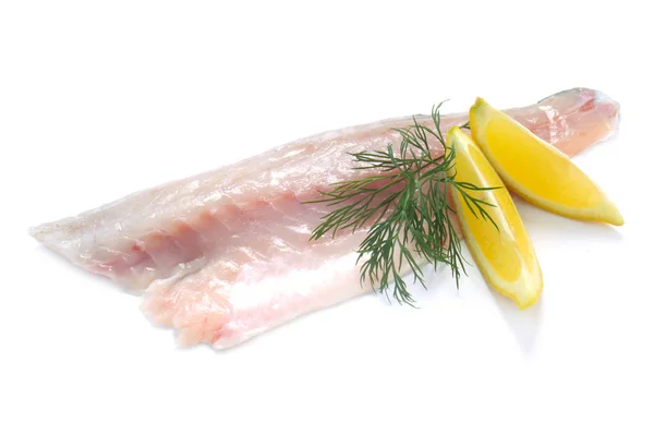 Sea Bass Fillet Isolated White — Stock Photo, Image