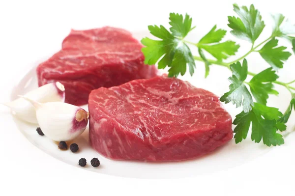 Közelkép Nyers Steak Fűszerekkel — Stock Fotó