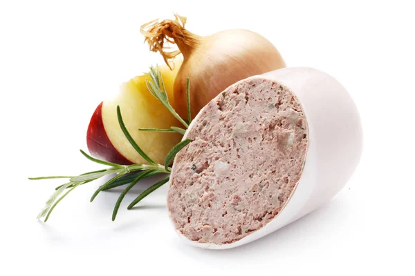 Leberwurst Apple Onion Isoled White — стокове фото