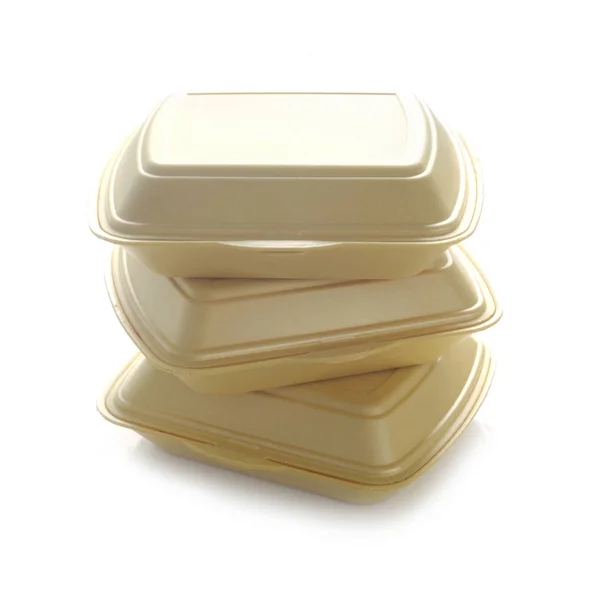 Styrofoam Food Containers Geïsoleerd Wit — Stockfoto