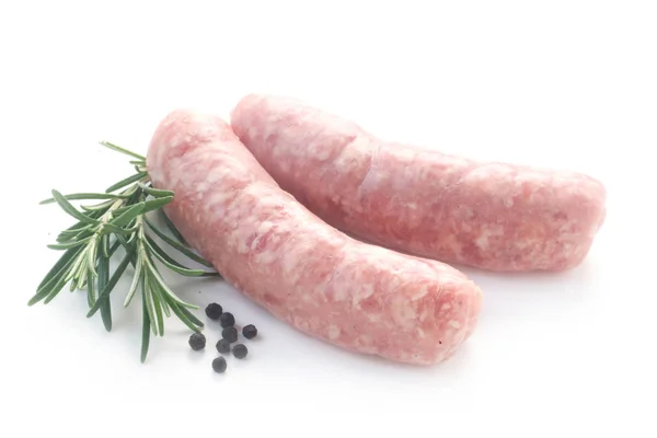 Raw Bratwurst Isoled White — стокове фото