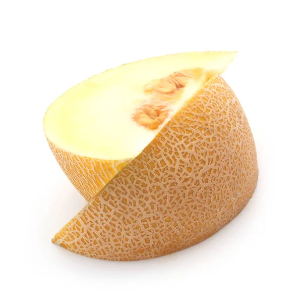 Segmenten Van Honingdauw Meloen Geïsoleerd Wit — Stockfoto
