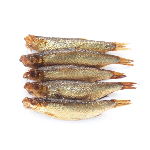 Κοντινό Πλάνο Του Smoked Sprats Isolated White — Φωτογραφία Αρχείου