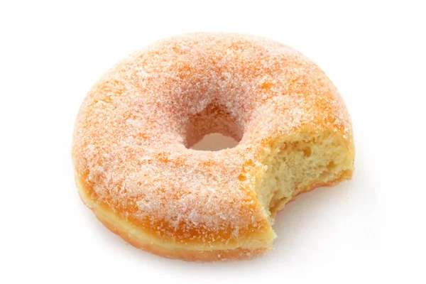 素食甜甜圈 有一点失踪 与白色隔离 — 图库照片