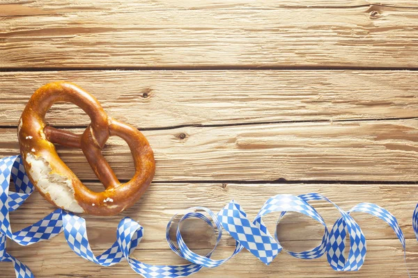 Närbild Bild Oktoberfest Bakgrund Med Pretzel — Stockfoto