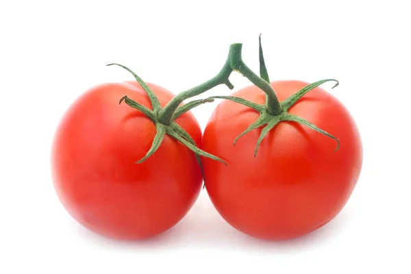 Close Dois Tomates Isolados Branco — Fotografia de Stock