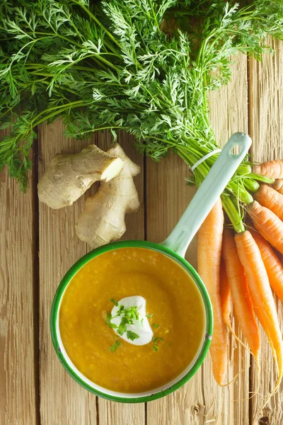 close-up shot of Carrot Soup In A Cooking Pot