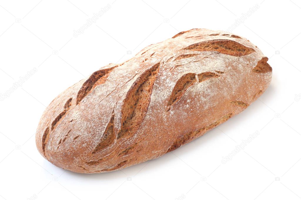 A Loaf Of Multigrain Bread Isolated On White