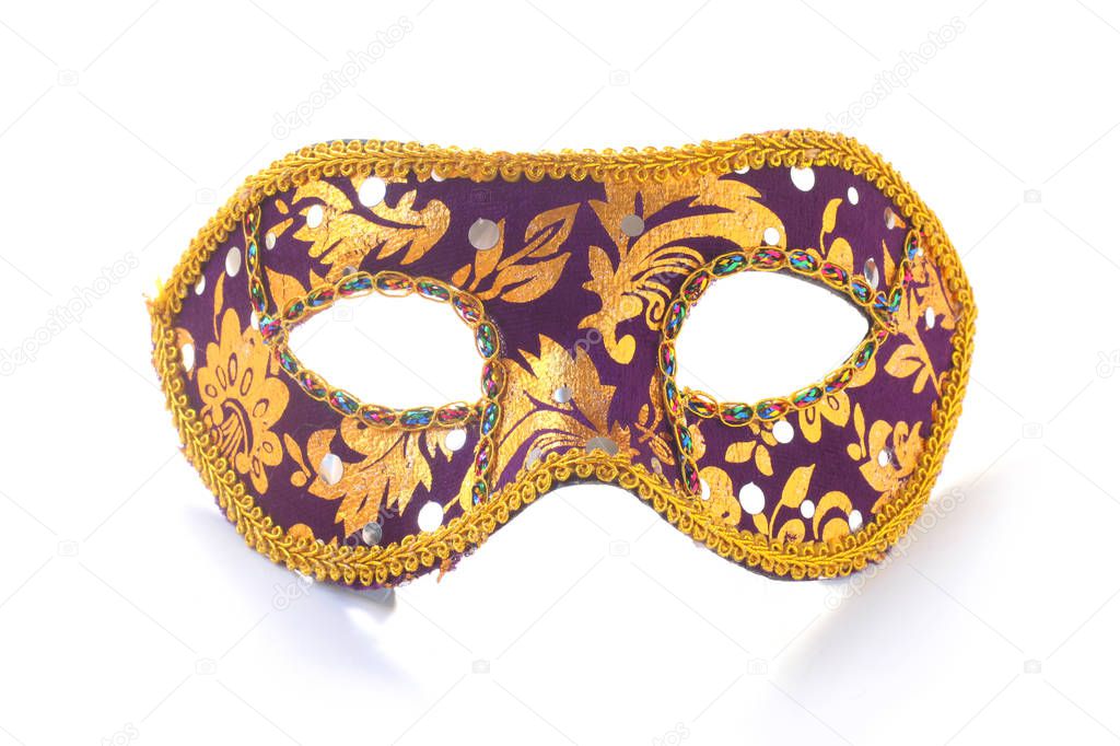 close-up shot of Carnival Mask Isolated On White