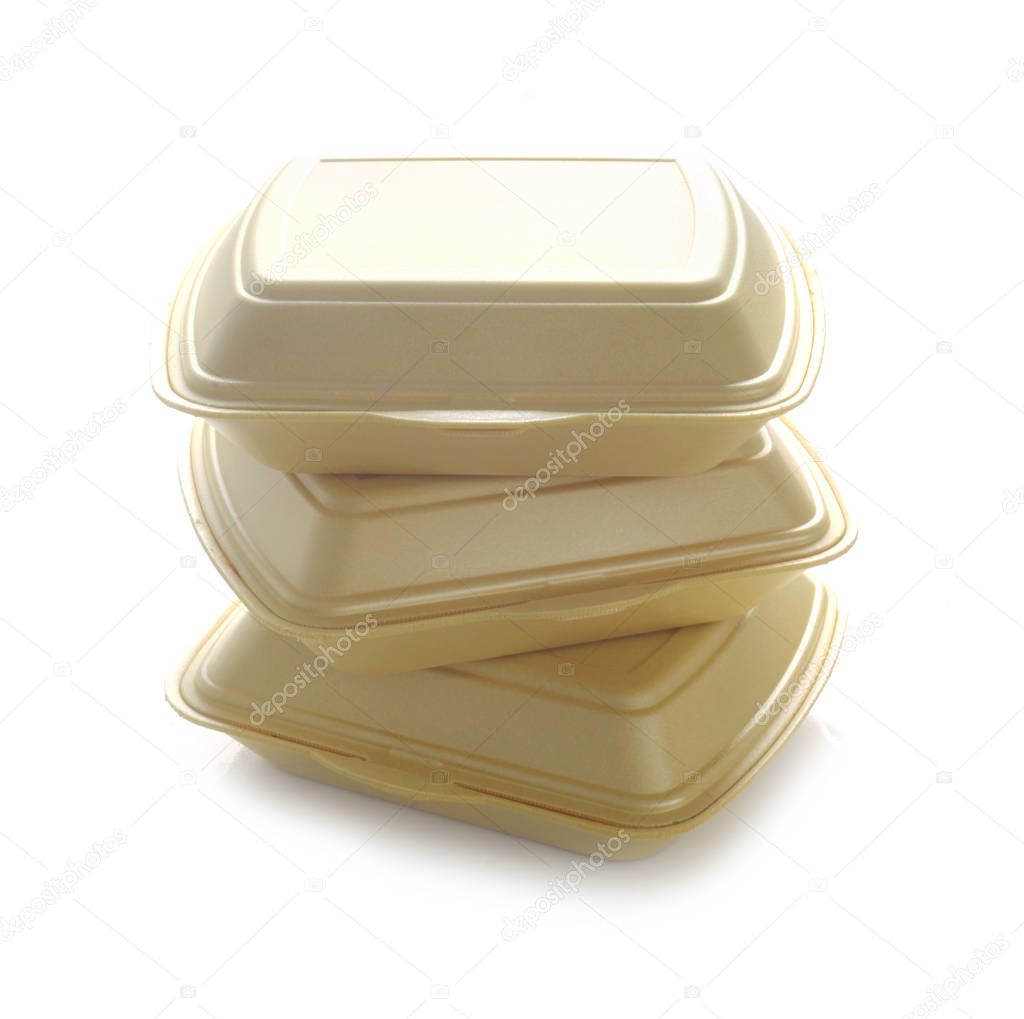 Styrofoam Food Containers Isolated On White