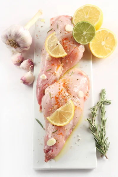 Top View Two Marinated Rabbit Legs — Stock Photo, Image