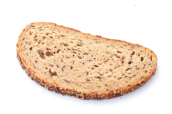 Крупним Планом Знімок Скибочки Хліба Білому Тлі — стокове фото